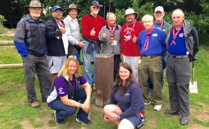 Planting bulbs on the meridian line at Gilwell