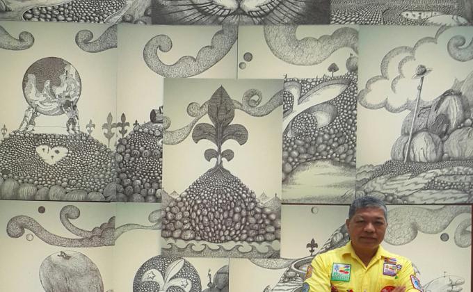 Draw curlicue art to raise fund for children in need.