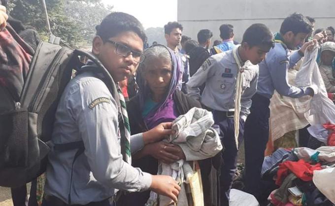 Giving winter clothes 