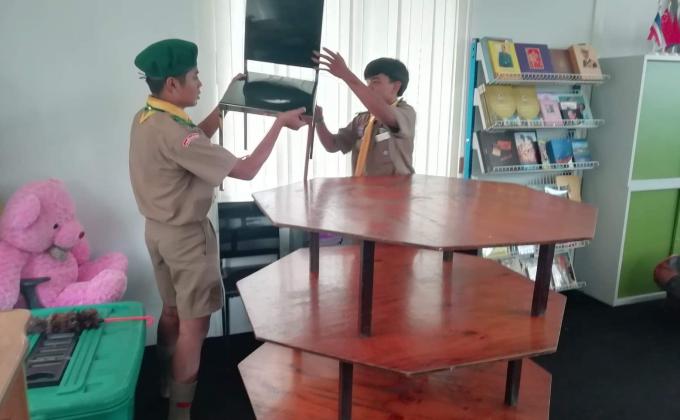 หมู่ลูกเสือปลาหมึก จัดห้องประชุมให้คุณครู