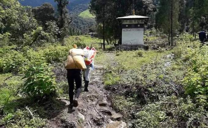 Construction of Dubdra(meditation center) at Khaling
