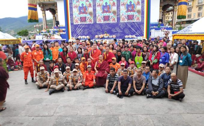 Volunteer at memorial chorten