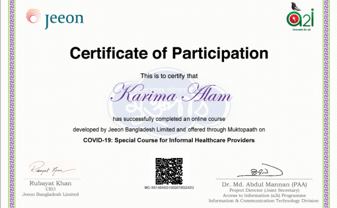 COVID-19 Special Course for Informal Healthcare Providers