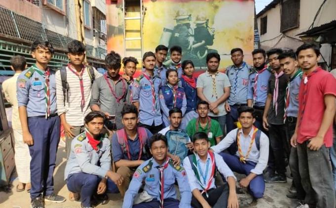At the end of the fire rescue  work in Rupnagar slum