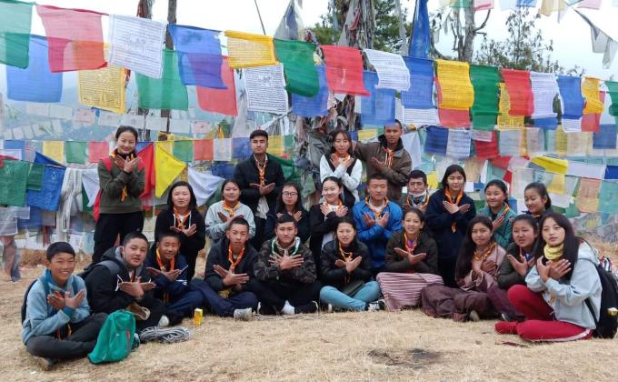 Untying old prayer flags