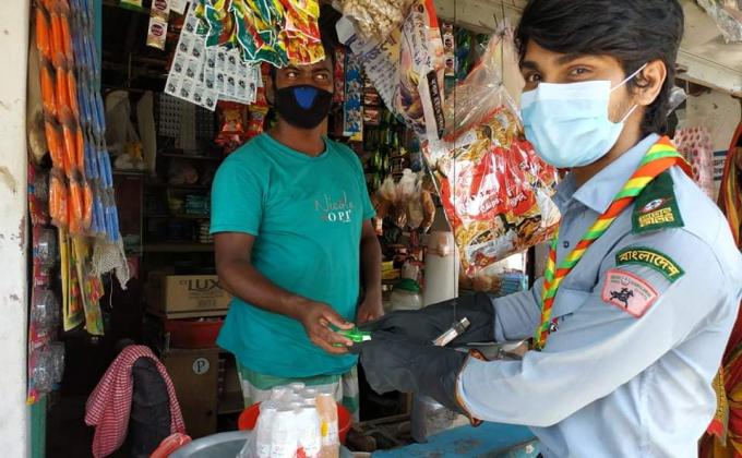 Arrangements were made to distribute soaps,masks,hand-sanitizers among the public and alert or caution Against corona virus. 