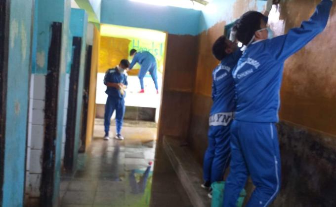 Thorough Cleaning and Painting of School toilets during Vacation