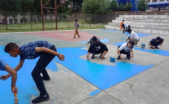 Basketball court painting 