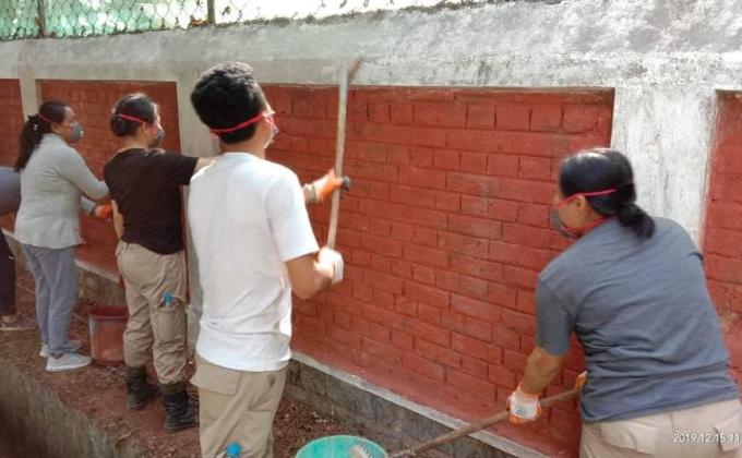 white washing the walls