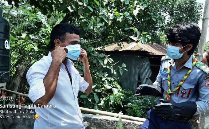 Distribution masks and hand washing arranged