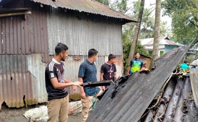 Assistance in the rescue of scouts in the tornado of Brahmanbaria
