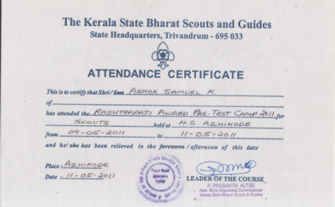 State Level Pre Rashtrapati Camp 2011 at H.S. Azhikode, Kannur