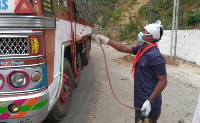 Rovers helps to disinfect vehicles to and from Kerala